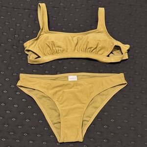 Xhilaration Glittery Green Gold Bikini top and bottoms